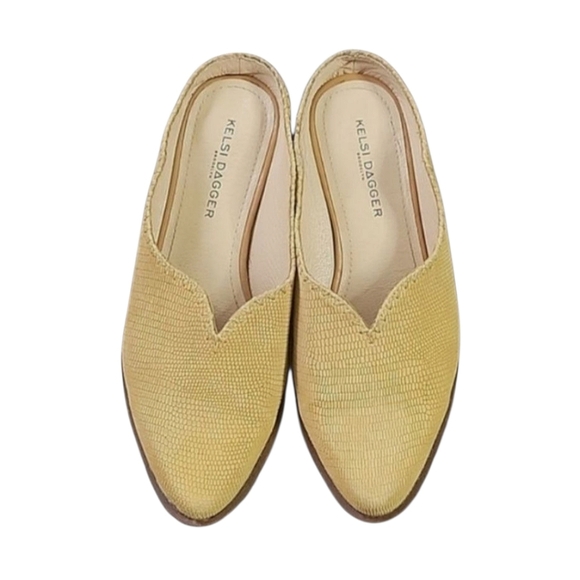 Kelsi Dagger Brooklyn Leather Adly Mules Sienna Tan Snakeskin Anthropologie 6 - Picture 1 of 17